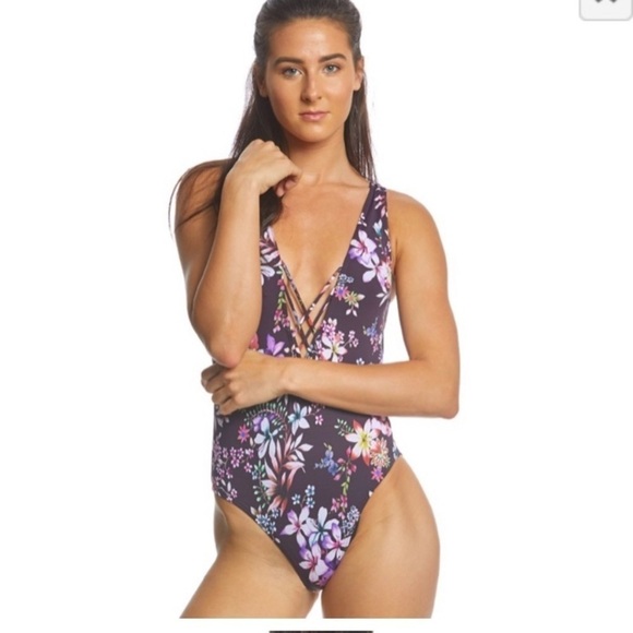 HOBIE floral one piece Swimsuit size large - Picture 3 of 9